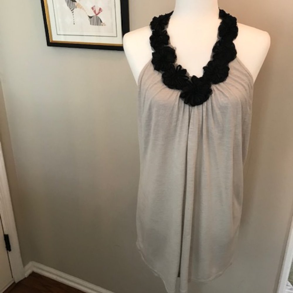 INC - Gray Racerback w/Black Floral Trim